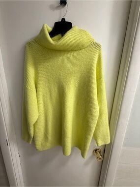 LOFT Neon Yellow Cowl Neck Sweater